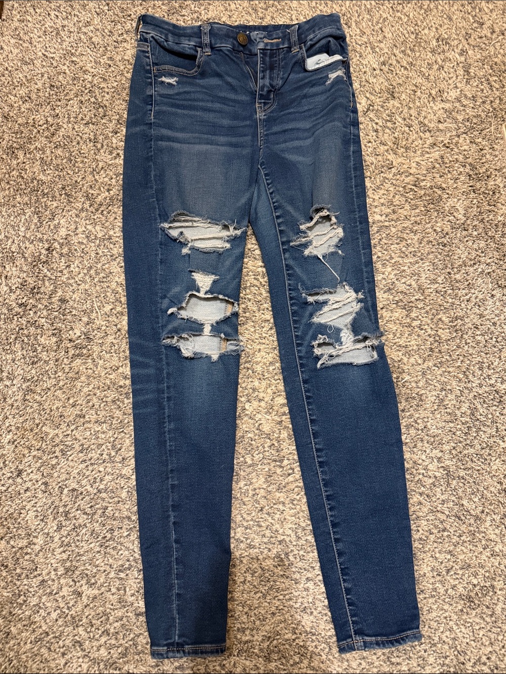 American Eagle Outfitters Ripped Dark Blue Skinny Jeans